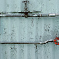 old building photography - Pipes on a Blue Wall